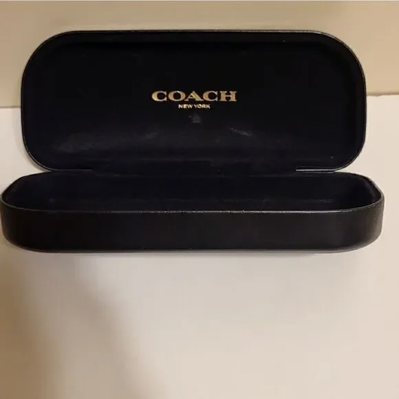 New Authentic Coach New York Black Leather Clamshell Eye/Sunglasses Case - Picture 2 of 4